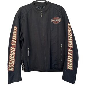 Harley Davidson Motorcycle Jacket Embroidered Logo Men Size Large Vintage Y2K